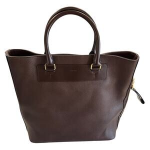 B43 TOM FORD Leather Tote Bag Dark Brown 15"Hx16"Wx5.5"D